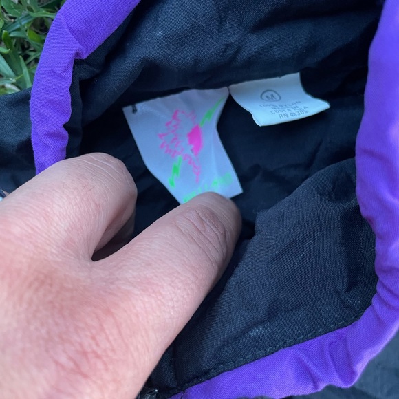 80s 90s Multicolored Neon Windbreaker Ski Jacket Pull OverTurtle Neck Medium - Picture 4 of 8